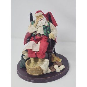 Grandeur Noel‎ Fabric Mache Santa And Dog Sleeping While Checking His List